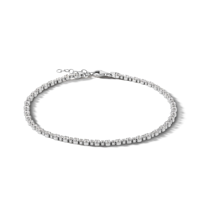 Sterling Silver CZ Tennis Anklet Made in Italy - 10"