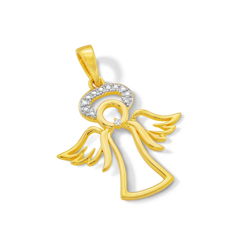 18K Gold Plated Diamond Accent Angel Necklace Charm