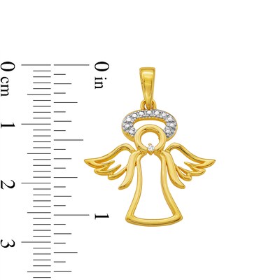 18K Gold Plated Diamond Accent Angel Necklace Charm