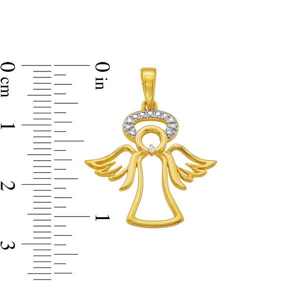 18K Gold Plated Diamond Accent Angel Necklace Charm