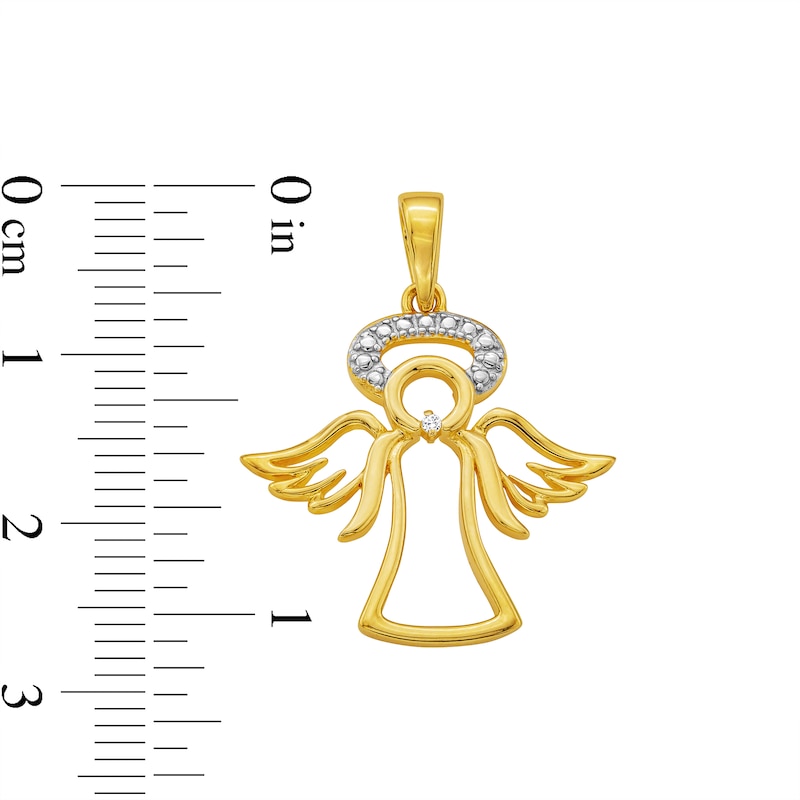 Main Image 3 of 18K Gold Plated Diamond Accent Angel Necklace Charm