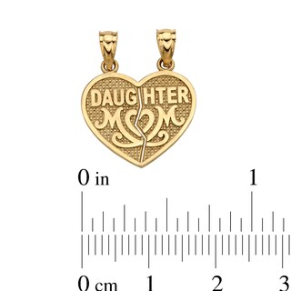 10K Solid Gold Mom and Daughter Heart Breakable Necklace Charm