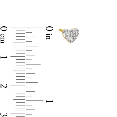 14K Plated Gold Diamond Accent Heart Single Stud