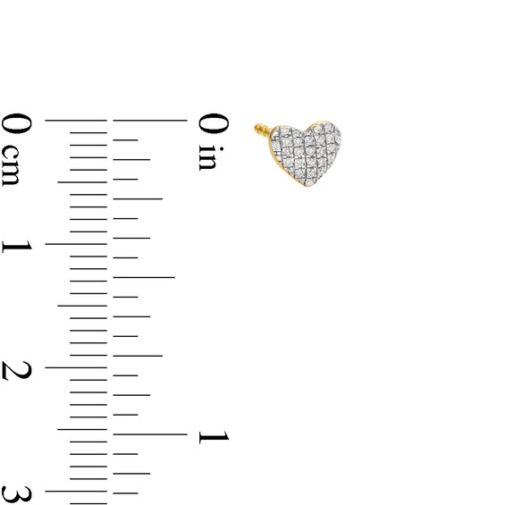 14K Plated Gold Diamond Accent Heart Single Stud