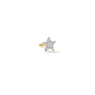 14K Plated Gold Diamond Accent Star Single Stud