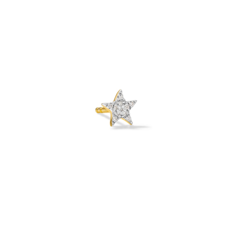 14K Plated Gold Diamond Accent Star Single Stud