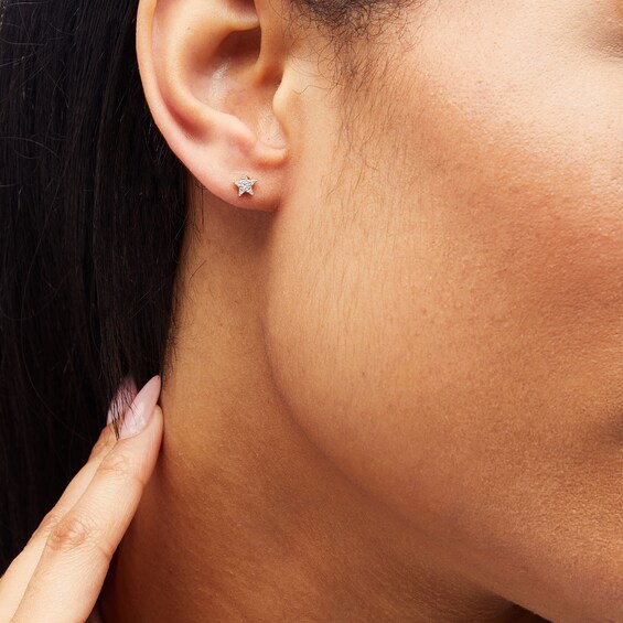 14K Plated Gold Diamond Accent Star Single Stud