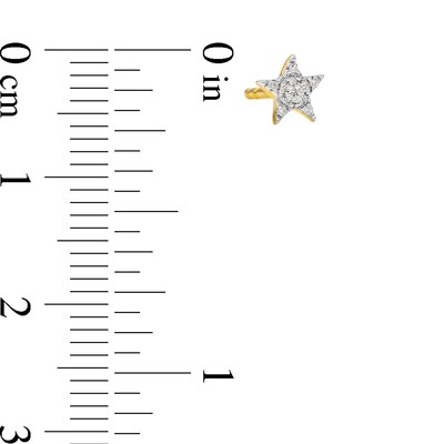 14K Plated Gold Diamond Accent Star Single Stud