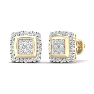 ​​​​​​​​​​​​​​10K Solid Gold 3/4 CT. T.W. Lab-Grown Diamond Center Halo Studs