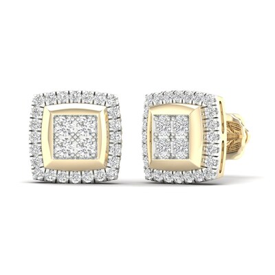 ​​​​​​​​​​​​​​10K Solid Gold 3/4 CT. T.W. Lab-Grown Diamond Center Halo Studs