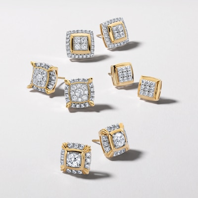 ​​​​​​​​​​​​​​10K Solid Gold 3/4 CT. T.W. Lab-Grown Diamond Center Halo Studs