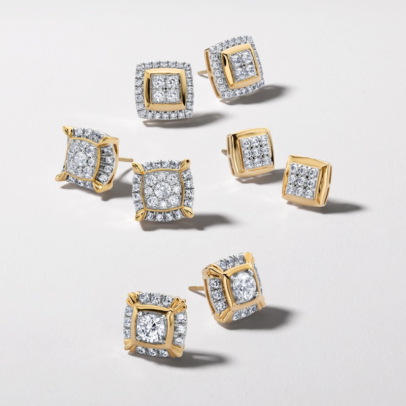 ​​​​​​​​​​​​​​10K Solid Gold 3/4 CT. T.W. Lab-Created Diamond Center Halo Studs