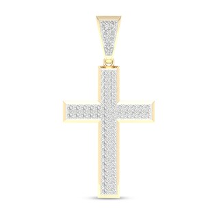 ​​​​​​​​​​​​​​10K Solid Gold 1 CT. T.W. Lab-Grown Diamond Cross Necklace Charm