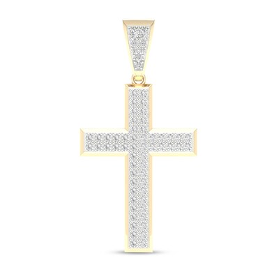 ​​​​​​​​​​​​​​10K Solid Gold 1 CT. T.W. Lab-Grown Diamond Cross Necklace Charm