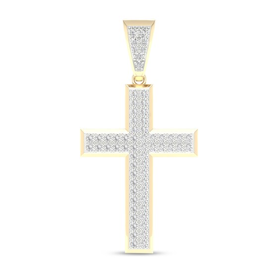 ​​​​​​​​​​​​​​10K Solid Gold 1 CT. T.W. Lab-Created Diamond Cross Necklace Charm