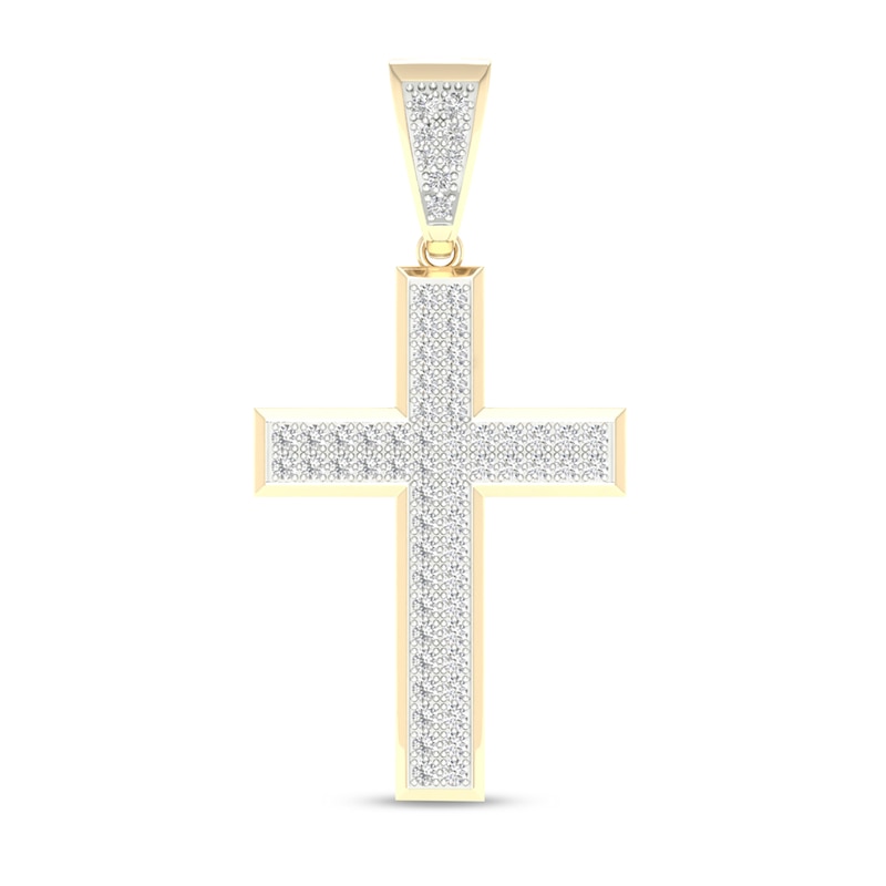10K Solid Gold 1 CT. T.W. Lab-Grown Diamond Cross Necklace Charm