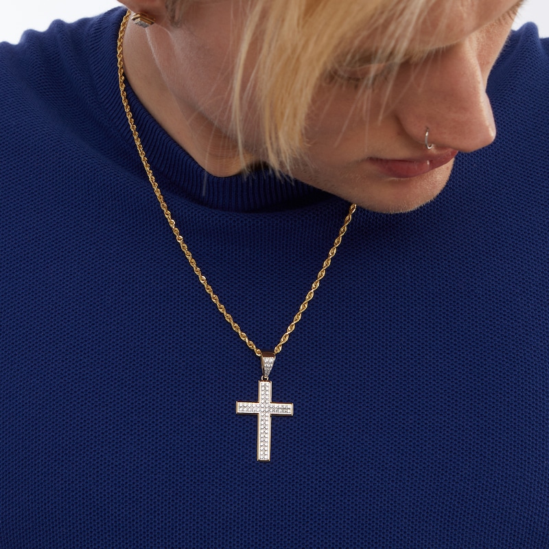 Main Image 2 of ​​​​​​​​​​​​​​10K Solid Gold 1 CT. T.W. Lab-Grown Diamond Cross Necklace Charm