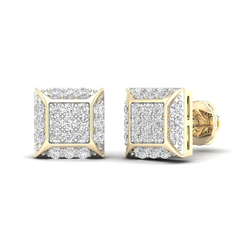 ​​​​​​​​​​​​​​10K Solid Gold 1/2 CT. T.W. Lab-Created Diamond Square Center Studs