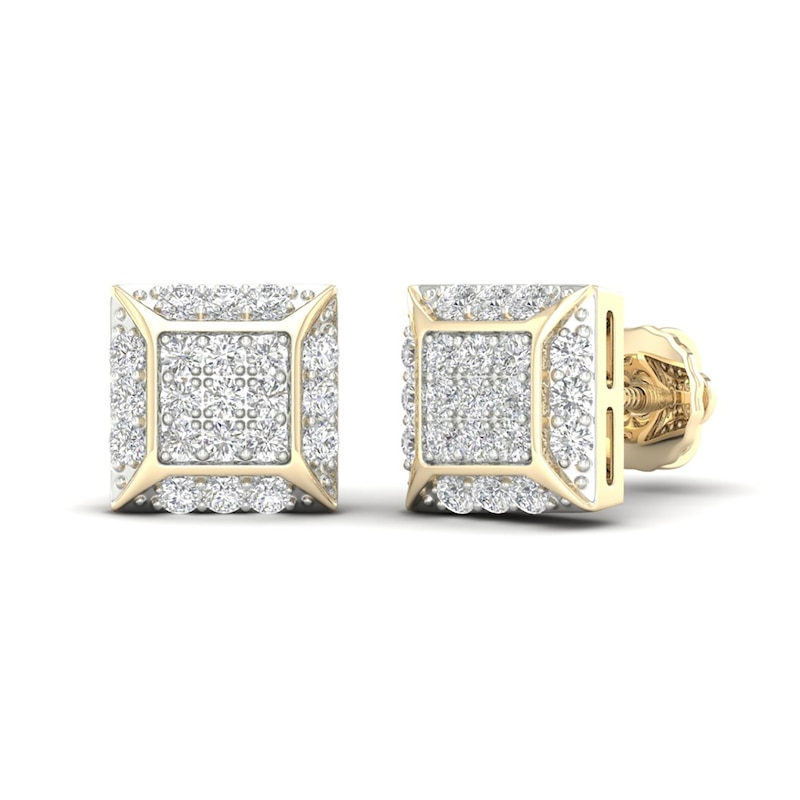 Main Image 1 of ​​​​​​​​​​​​​​10K Solid Gold 1/2 CT. T.W. Lab-Grown Diamond Square Center Studs