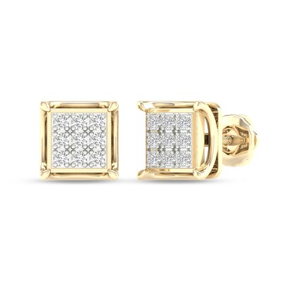 ​​​​​​​​​​​​​​10K Solid Gold 1/4 CT. T.W. Lab-Grown Multi-Diamond Square Studs