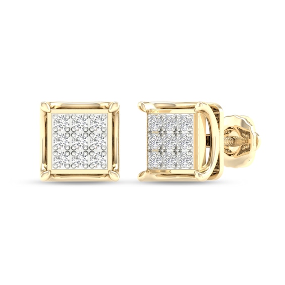 ​​​​​​​​​​​​​​10K Solid Gold 1/4 CT. T.W. Lab-Grown Multi-Diamond Square Studs