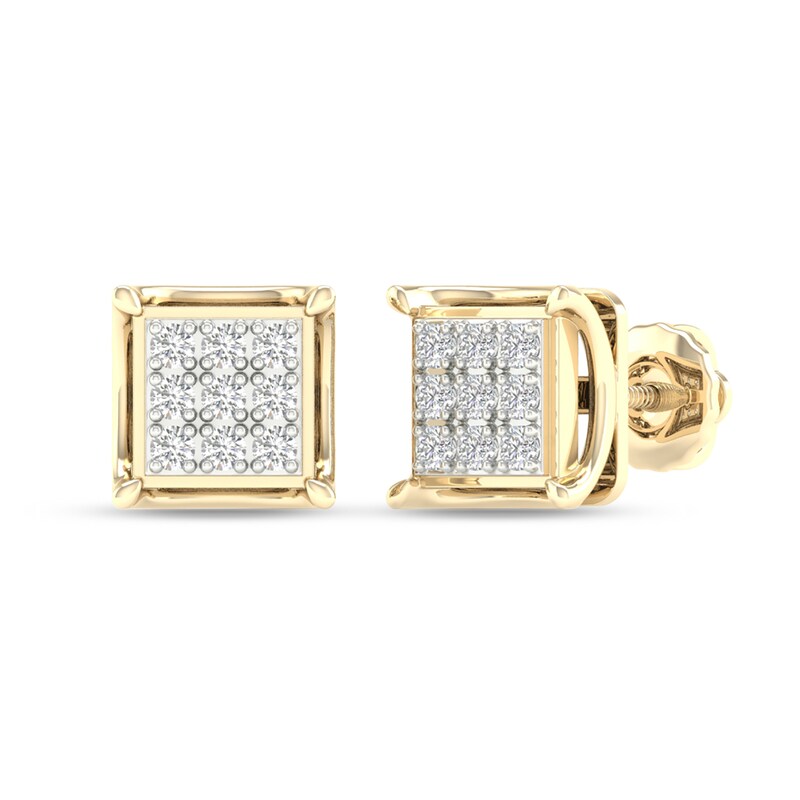 ​​​​​​​​​​​​​​10K Solid Gold 1/4 CT. T.W. Lab-Created Diamond Nine Stone Square Studs