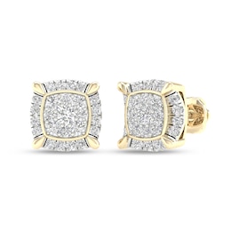 ​​​​​​​​​​​​​​10K Solid Gold 3/4 CT. T.W. Lab-Grown Multi-Diamond Cushion Studs