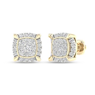 ​​​​​​​​​​​​​​10K Solid Gold 3/4 CT. T.W. Lab-Grown Multi-Diamond Cushion Studs