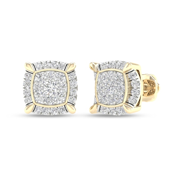 ​​​​​​​​​​​​​​10K Solid Gold 3/4 CT. T.W. Lab-Grown Multi-Diamond Cushion Studs