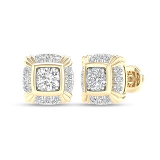 10K Solid Gold 1 CT. T.W. Lab-Grown Diamond Art Deco Frame Cushion Studs