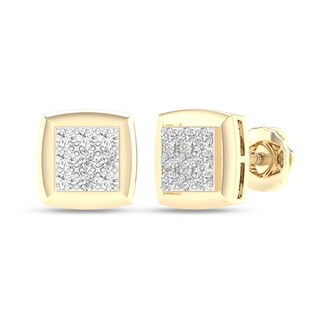 ​​​​​​​​​​​​​​10K Solid Gold 1/4 CT. T.W. Lab-Grown Diamond Nine Stone Square Frame Studs