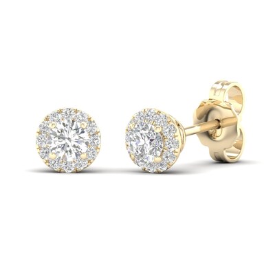 ​​​​​​​​​​​​​​10K Solid Gold 1/2 CT. T.W. Lab-Grown Diamond Halo Round Studs