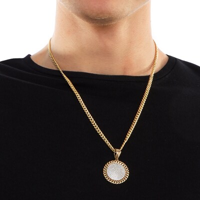 10K Solid Gold 1 1/2 CT. T.W. Lab-Grown Diamond Medallion Necklace Charm