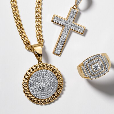 10K Solid Gold 1 1/2 CT. T.W. Lab-Grown Diamond Medallion Necklace Charm