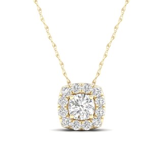 ​​​​​​​​​​​​​​10K Solid Gold 1/4 CT. T.W. Lab-Grown Diamond Halo Cube Necklace - 18"
