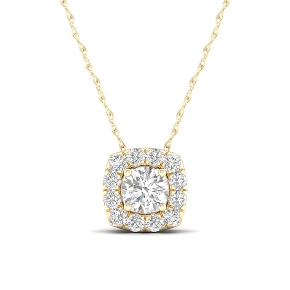 ​​​​​​​​​​​​​​10K Solid Gold 1/4 CT. T.W. Lab-Created Diamond Halo Cube Necklace - 18"