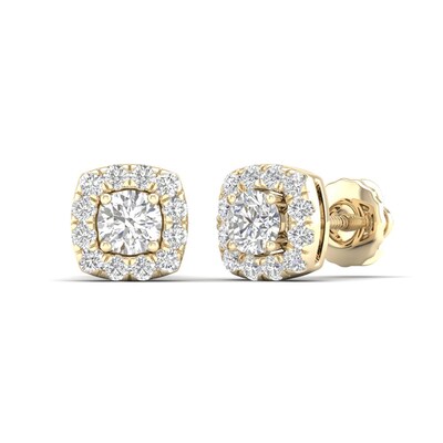 ​​​​​​​​​​​​​​10K Solid Gold 1/2 CT. T.W. Lab-Grown Diamond Halo Cushion Studs