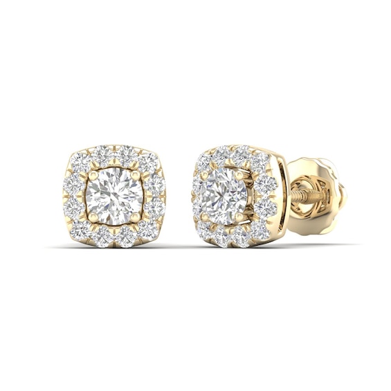 ​​​​​​​​​​​​​​10K Solid Gold 1/2 CT. T.W. Lab-Grown Diamond Halo Cushion Studs