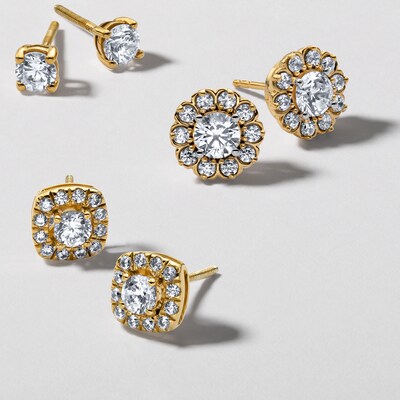 ​​​​​​​​​​​​​​10K Solid Gold 1/2 CT. T.W. Lab-Grown Diamond Halo Cushion Studs