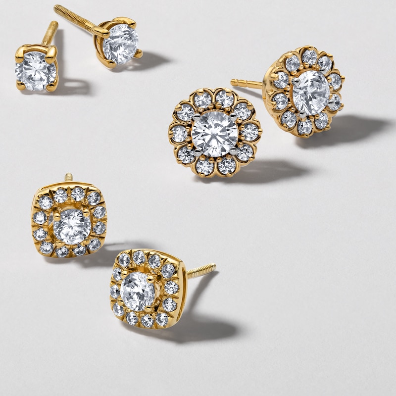 Main Image 3 of ​​​​​​​​​​​​​​10K Solid Gold 1/2 CT. T.W. Lab-Created Diamond Small Halo Studs