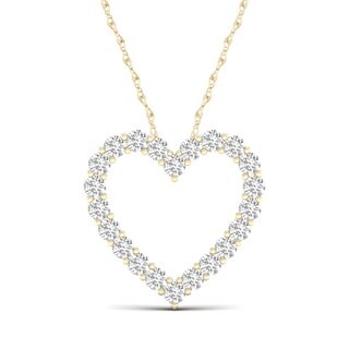 ​​​​​​​​​​​​​​10K Solid Gold 1 CT. T.W. Lab-Grown Diamond Heart Outline Necklace - 16" + 2"