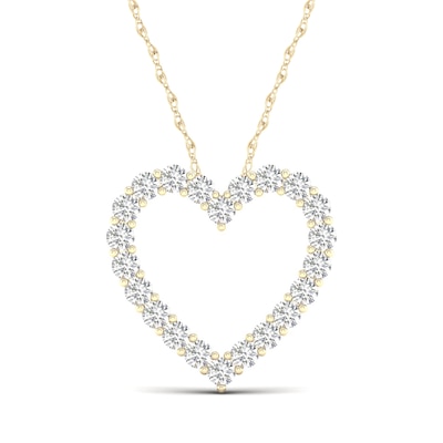 ​​​​​​​​​​​​​​10K Solid Gold 1 CT. T.W. Lab-Grown Diamond Heart Outline Necklace - 16" + 2"
