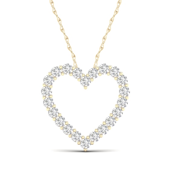 ââââââââââââââ10K Solid Gold 1 CT. T.W. Lab-Grown Diamond Heart Outline Necklace - 16" + 2"