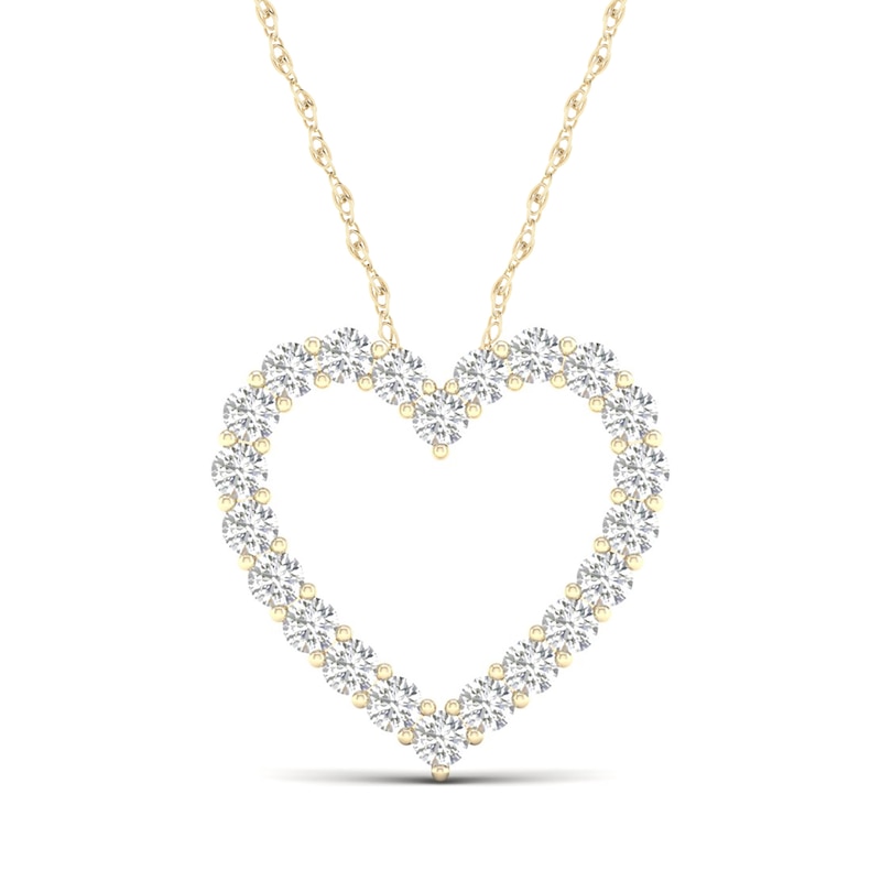 ​​​​​​​​​​​​​​10K Solid Gold 1 CT. T.W. Lab-Created Diamond Heart Outline Necklace - 16"