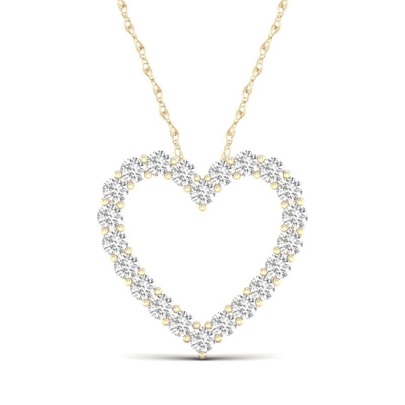 10K Solid Gold 1 CT. T.W. Lab-Grown Diamond Heart Outline Necklace - 16" + 2"