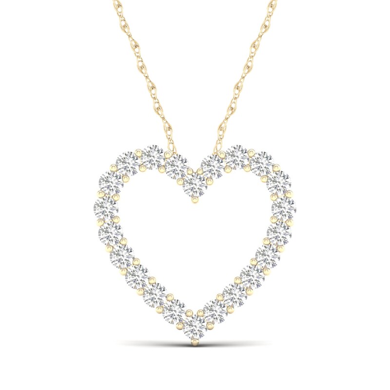 ​​​​​​​​​​​​​​10K Solid Gold 1 CT. T.W. Lab-Created Diamond Heart Outline Necklace - 16"