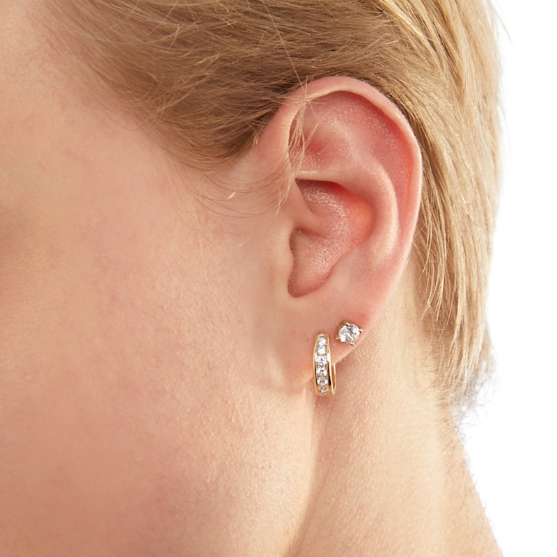 Main Image 2 of ​​​​​​​​​​​​​​10K Solid Gold 1/2 CT. T.W. Lab-Grown Diamond Channel Set Huggies