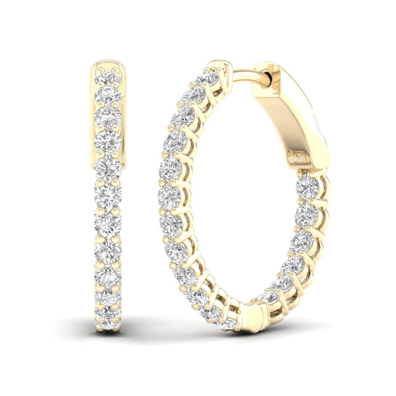 10K Solid Gold CT. T.W. Lab-Grown Diamond Small Inside Out Hoops