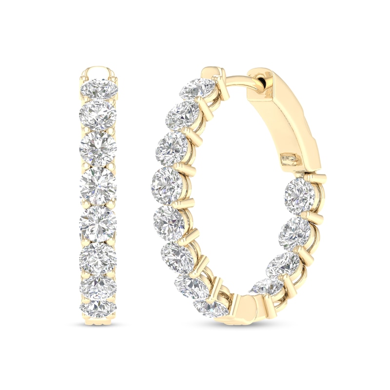 Main Image 1 of ​​​​​​​​​​​​​​10K Solid Gold 2 CT. T.W. Lab-Grown Diamond Small Inside Out Hoops