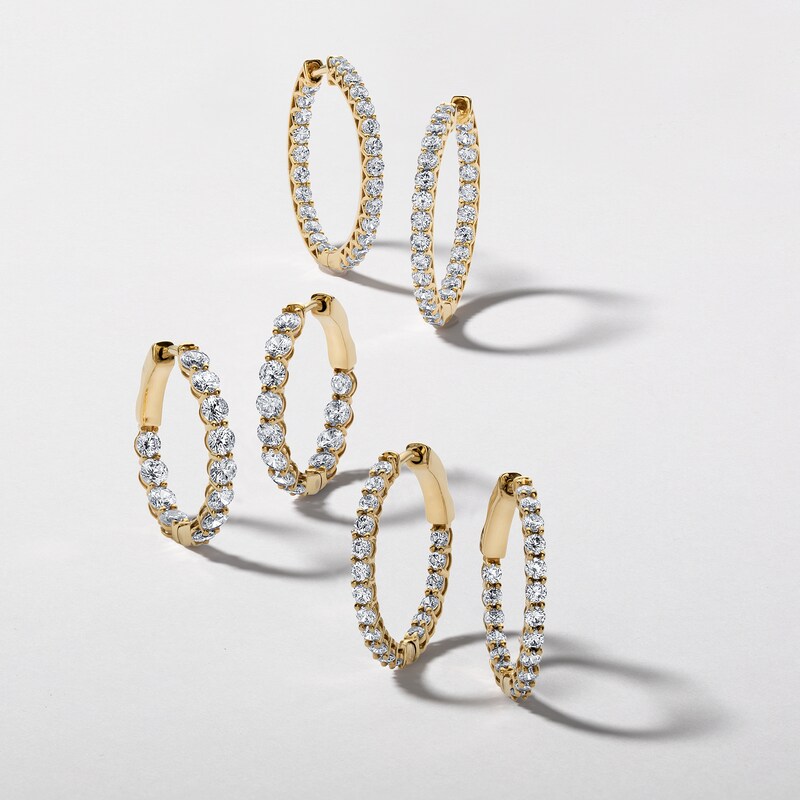 Main Image 2 of ​​​​​​​​​​​​​​10K Solid Gold 2 CT. T.W. Lab-Grown Diamond Small Inside Out Hoops